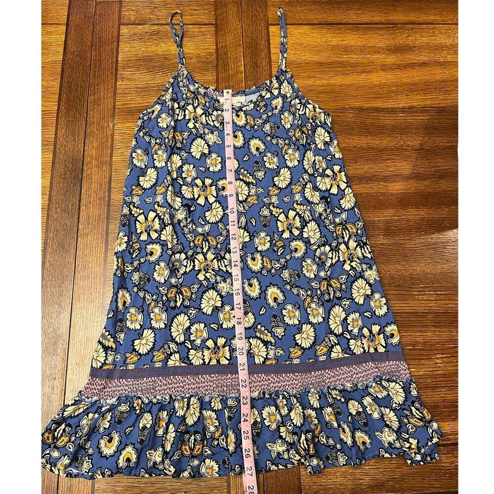 Chelsea & Violet Floral Boho Ruffle Hem Slip Dress Blue Yellow Summer Size Large - Picture 10 of 14